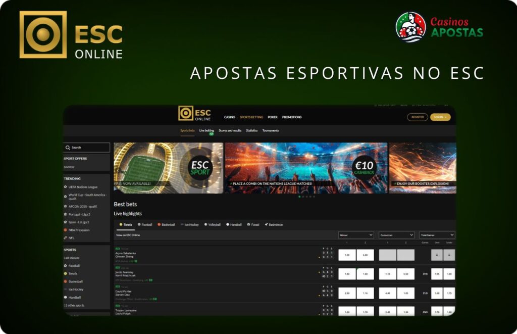 Apostas desportivas na ESC Online