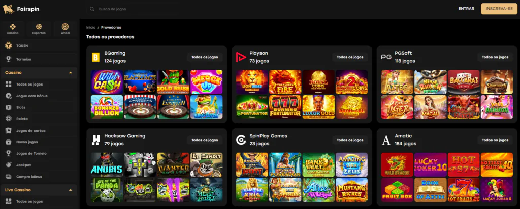 Provedores de Slots e Jogos