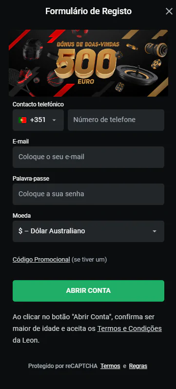 Registo no LEON: Como Criar uma Nova Conta?