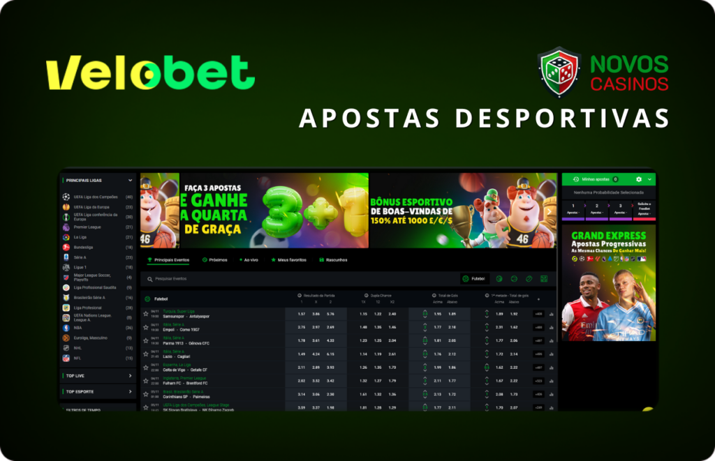 Apostas esportivas no Velobet com bônus de boas-vindas e promoções
