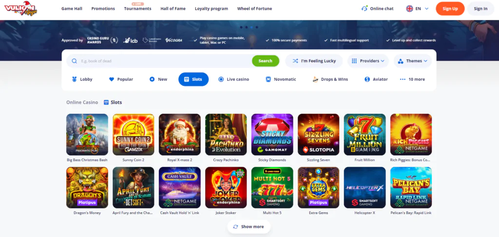 Os melhores jogos no casino Vulkan Vegas