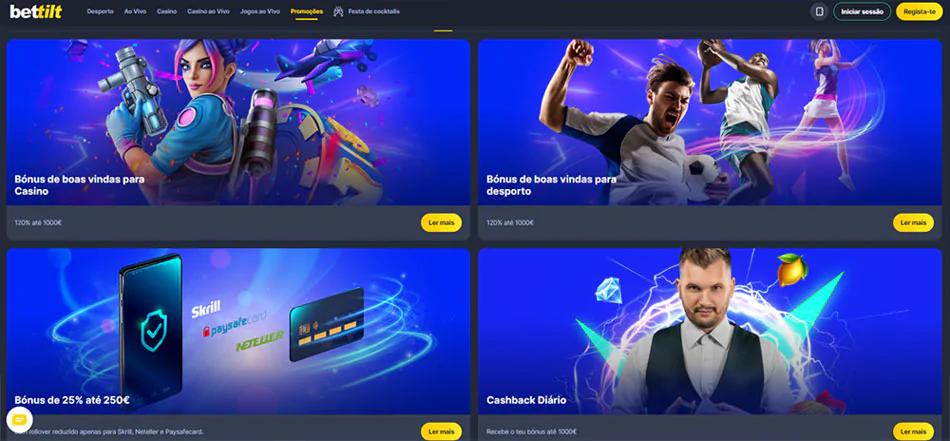 Bónus e promoções no casino BetTilt