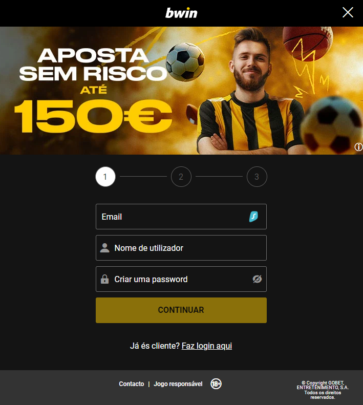 Registo na Bwin